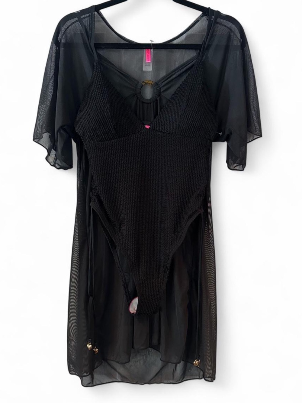 Betsey Johnson 2 Piece Bathing Suit Coverup Set New L